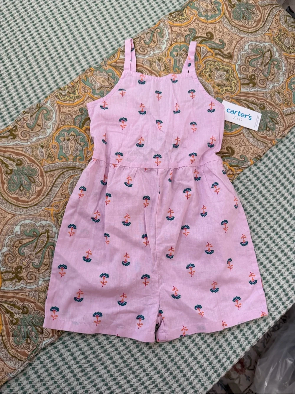 New Carter’s Toddler Girl Romper 4T Boho Pink Floral New with tags